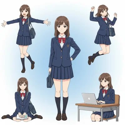 Character reference sheet with poses